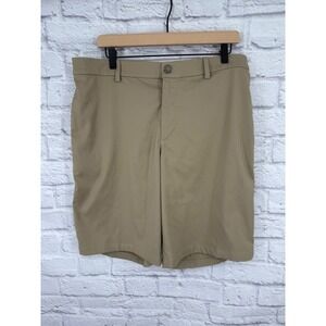 Nike Dri Fit Mens Golf Shorts Khaki Standard Fit Size 36 Flat Front Classic